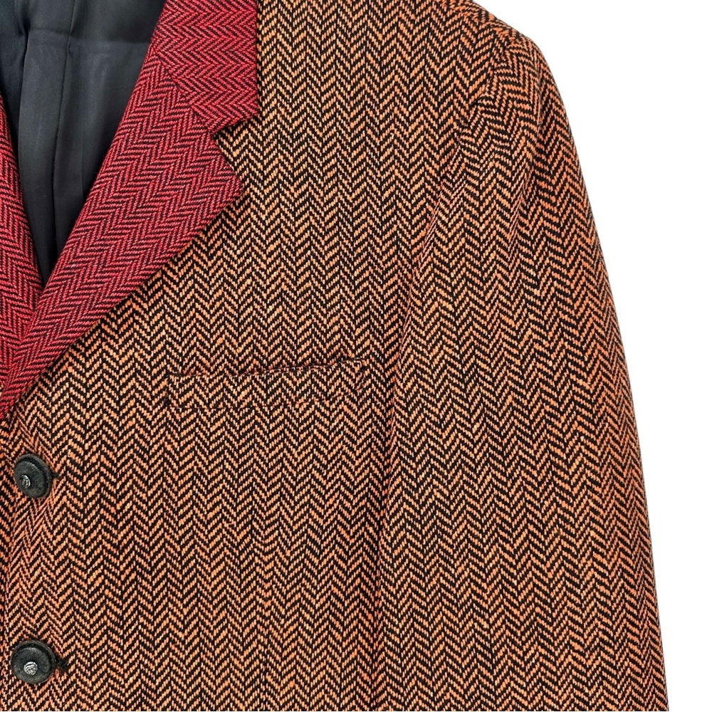 RARE Versace Istante Vintage Orange & Red Herringbone Blazer Jacket sz 54 - Picture 3 of 10